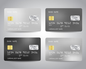 Credit cards set with colorful abstract design background