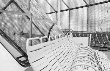 Deck chairs onboard modern cruise ship liner