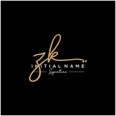 Letter ZK Signature Logo Template Vector