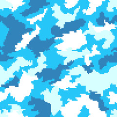 Fototapeta na wymiar Blue and white camouflage seamless vector background