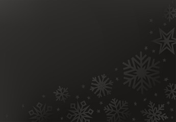 Black vector snowflakes on black background