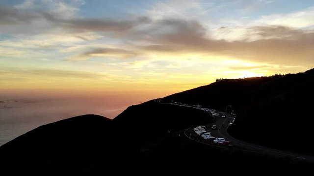 Famous Infrastructure 360 Degrees Panoramic View Of San Francisco Metropolitan City With Popular Golden Gate, American Expressway On Suspension Bridge And Picturesque Suburb With Roadway