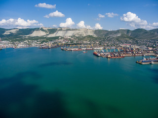 Top view of the bay Tsemess. Mol - building to stop the waves.