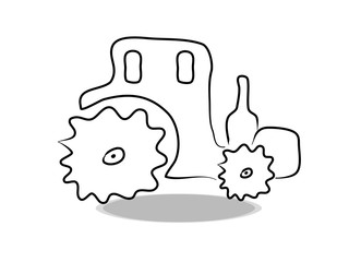 Tractor trough icon vector, hand drawing. Illustration of transport, contour of symbol black