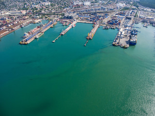 Fototapeta premium Top view of the bay Tsemess. Mol - building to stop the waves.