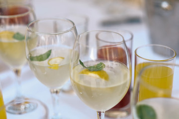 Canape close up. Preparing and serving canapes at the event.