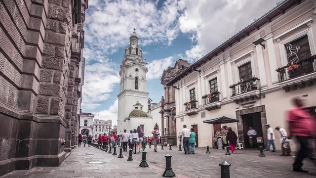 Timelapse People Moving In The Quito Downtown