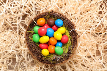nest with colored easter egg
