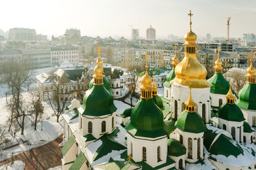 Fototapeta na wymiar Medieval Holy Sophia Cathedral (Sophia of Kiev) built in XI century during Kievan Rus, Kiev, Ukraine