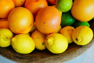 Bowl of colorful citrus fruit