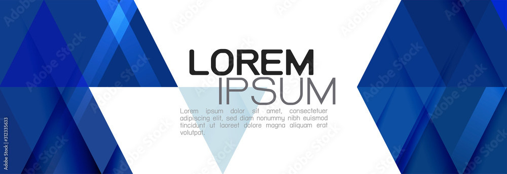 Poster colorful blue repeating triangles gradient geometric contemporary style on white background and spac