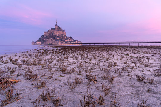 Le Mont Saint Michel in der Normandie Frankreich Dezember Winter