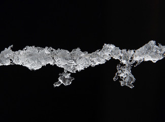 Ice crystals on a dark background