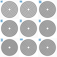 Round frame with a meander. Greek style. Vector set of round frames.