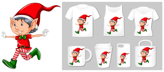 Fototapeta premium Christmas theme with elf on product templates