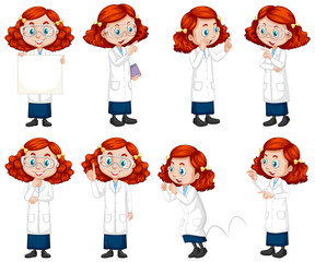 Obraz premium Girl in science gown doing different poses