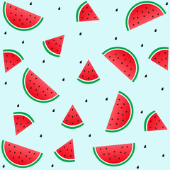 seamless pattern with fresh watermelon cute background premium vector