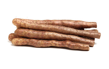 Chinese yam on white background 
