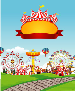 Sign template with funpark in background