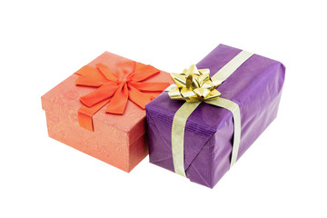 orange lilac giftbox gift surprise design festive day valentine white background