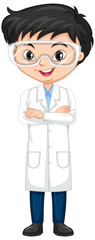 Fototapeta premium Boy in science gown on isolated background