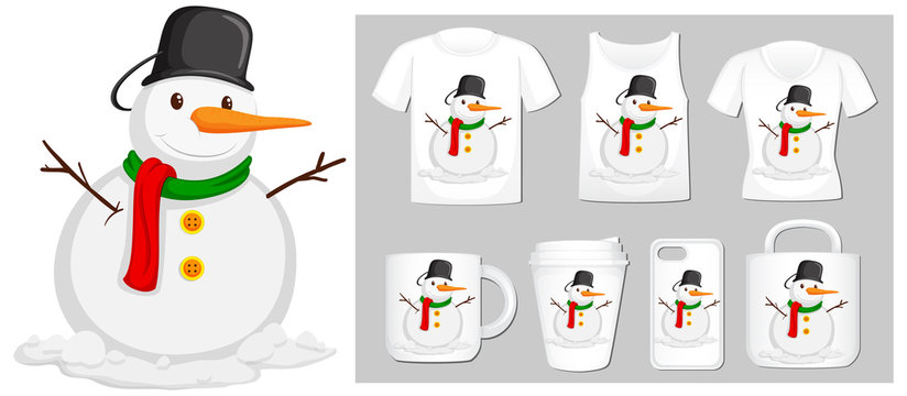 Christmas theme with snowman on product templates