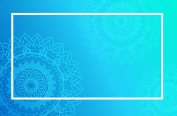Border template with mandalas on blue background