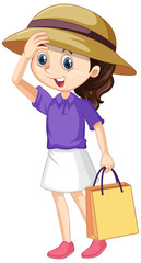 Girl with shopping bag on isolated background
