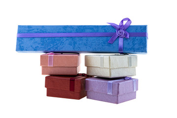 Obraz premium wedding decor giftbox stack of gifts holiday love red blue long high pile