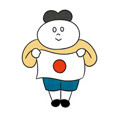 国旗をかかげる人