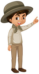 Boy in safari outfit on white background