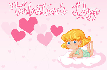 Valentine theme with cupid on pink background