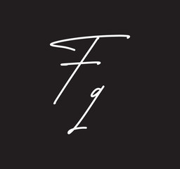 Couple Cursive Letters Initial Signature Handwriting Calligraphy