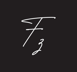 Couple Cursive Letters Initial Signature Handwriting Calligraphy