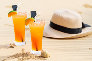 Tropical summer drink on the beach