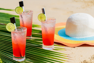 Tropical summer drink on the beach