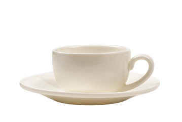 White cup isolated on white background.