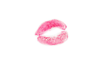 Woman kiss isolated on white background.