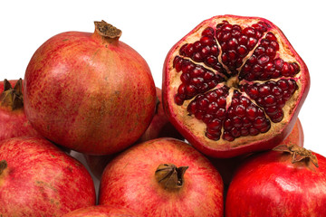 Sweet pomegranate isolated on white background.