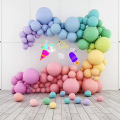 3d render balloons decor 