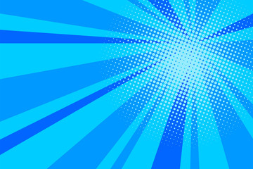 Comic blue sunbeam background retro pop art style cartoon