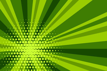 Comic green sunbeam background retro pop art style cartoon