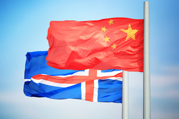 Flags of China and Iceland