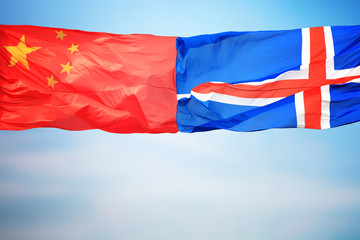Flags of China and Iceland
