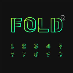 Green line font set with shadows, vector illustration