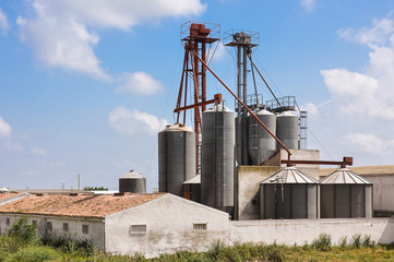Obraz premium Industrial tanks on the outskirts of Santo Domingo de la Calzada, La Rioja, Spain