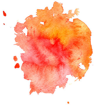 Orange Watercolor Background, Paint Stain