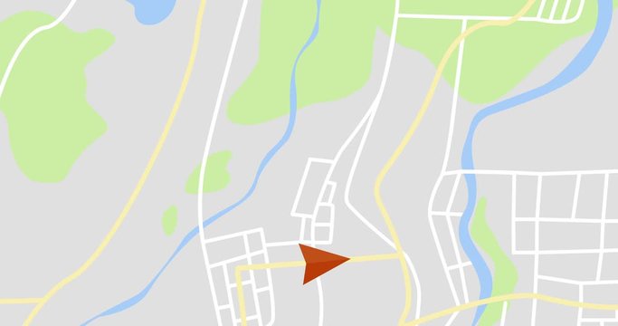 GPS navigation concept. Arrow moving forward on a map.