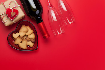 Valentines day card with heart gingerbread cookies