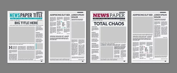 Foto op Canvas Newspaper column. Printed sheet of news paper with article text and headline publication design vector press templates © YummyBuum